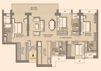 Kalpataru Advay Borivali West 4BHK Plan